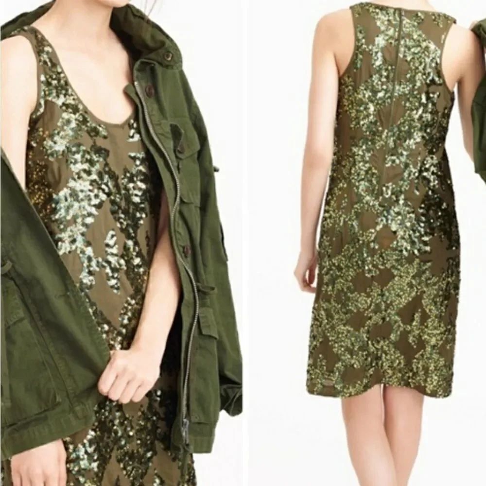J.crew green sequin iridescent dress size 00 - Picture 2 of 8